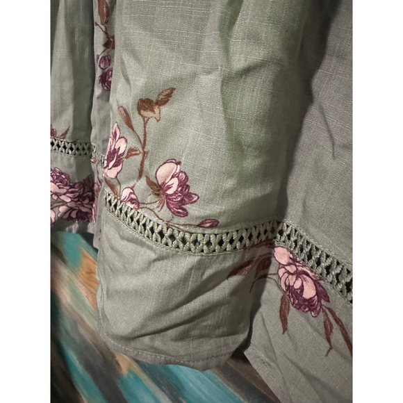 Women's WALLFLOWER Sage Green Floral Long Sleeve Dress XL - Picture 6 of 7